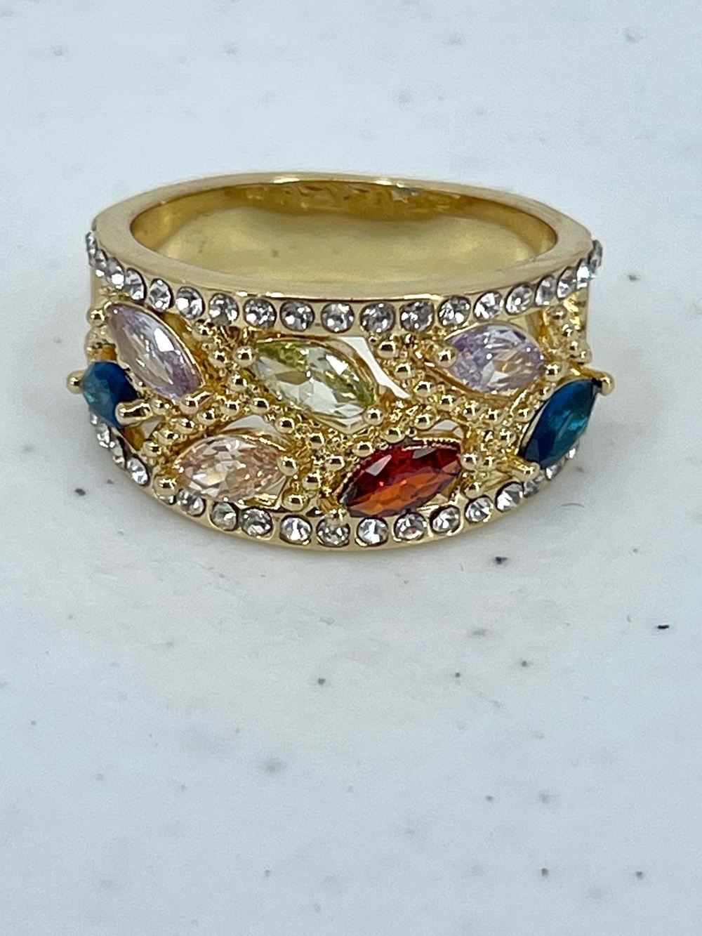evie & emma Gold Tone Marquise Pave Band Ring